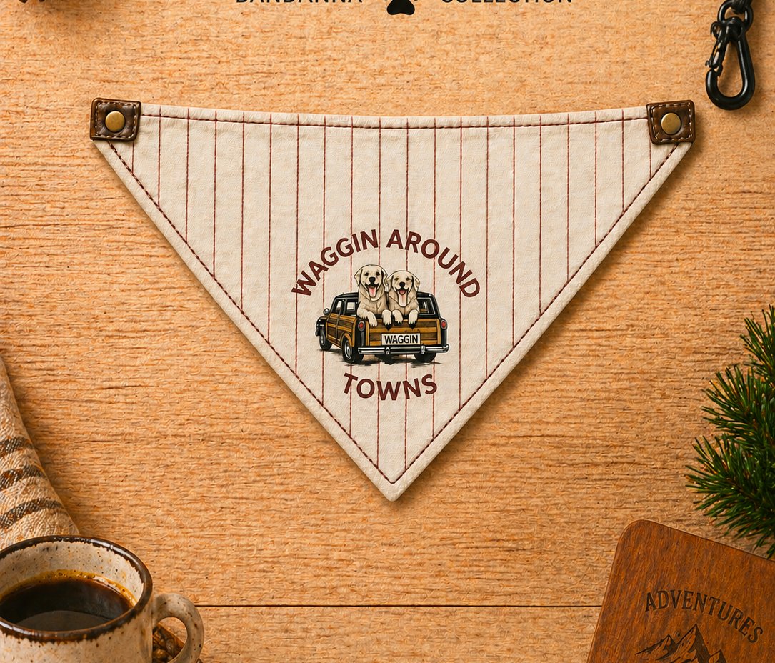 Captain bandanna … cream linen with rust pinstripes and brand badge