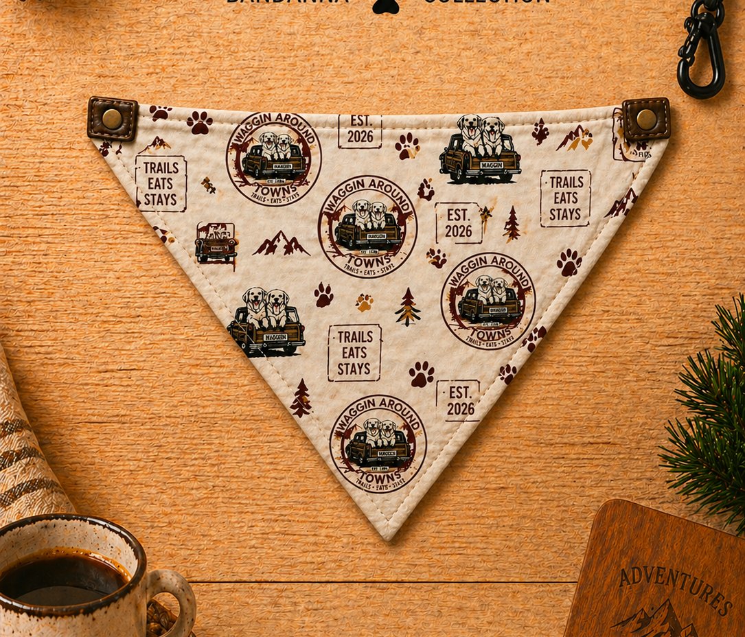 Heritage bandanna … cream with repeating WAT brand stamps