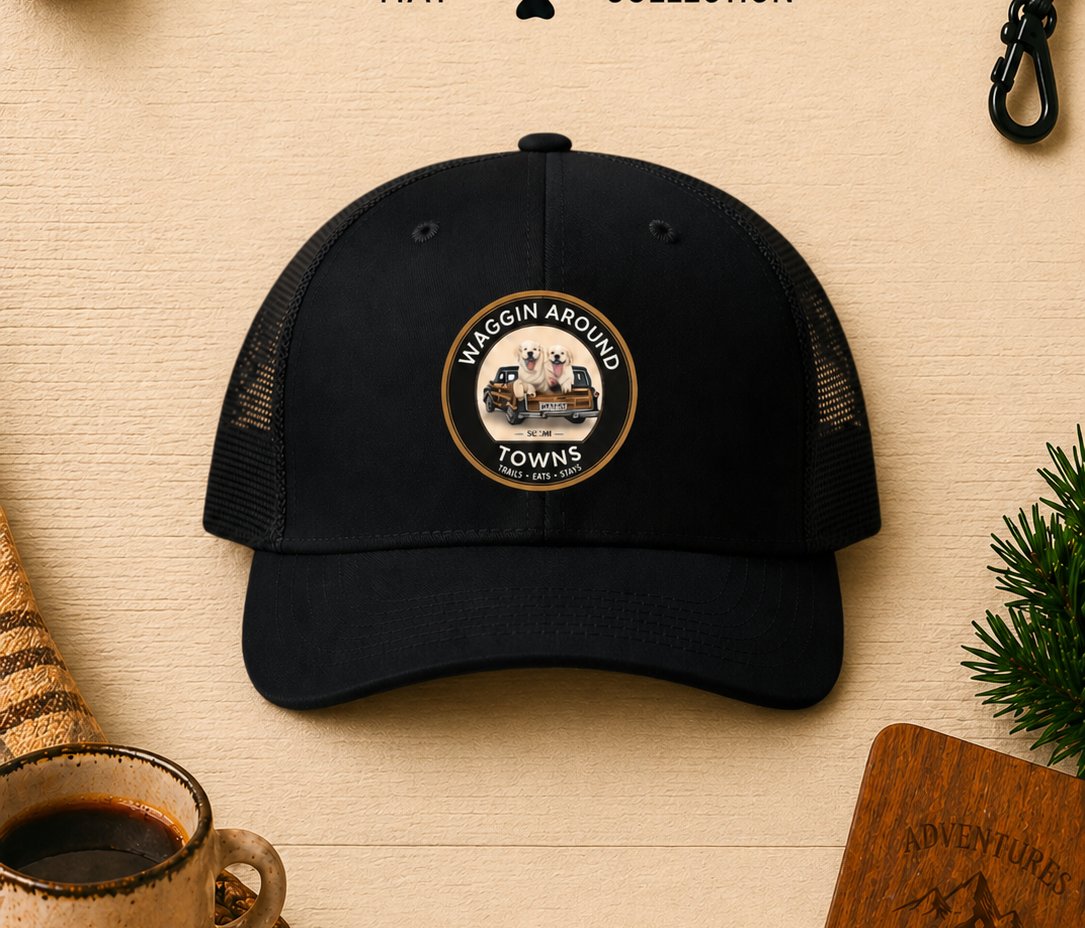 Captain hat … solid black trucker with full WAT patch front