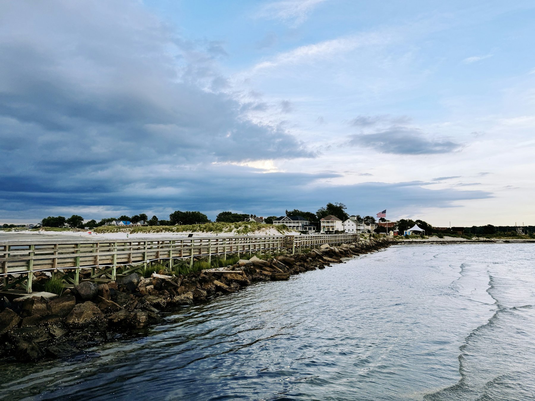 Boardwalk and jetty along the beach at Cape Charles, Virginia